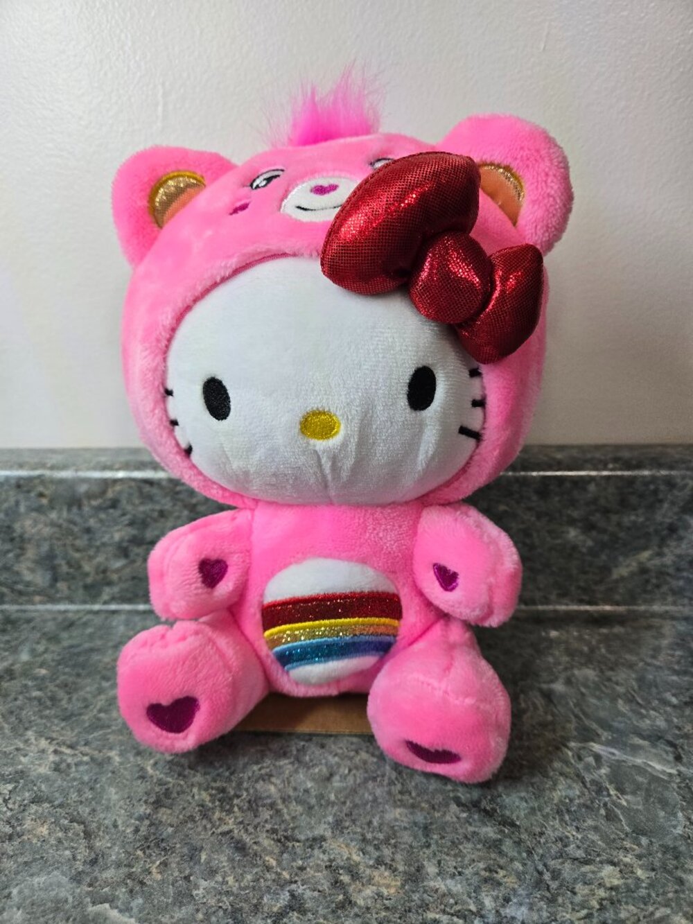 Hello Kitty Care Bears Cheer Bear Fun-Size Plush 8" – Sanrio Pink Rainbow Soft